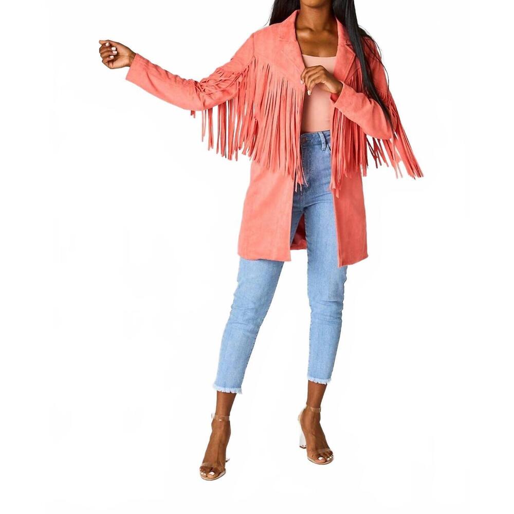 NEW BUDDYLOVE dutton fringe jacket in pink